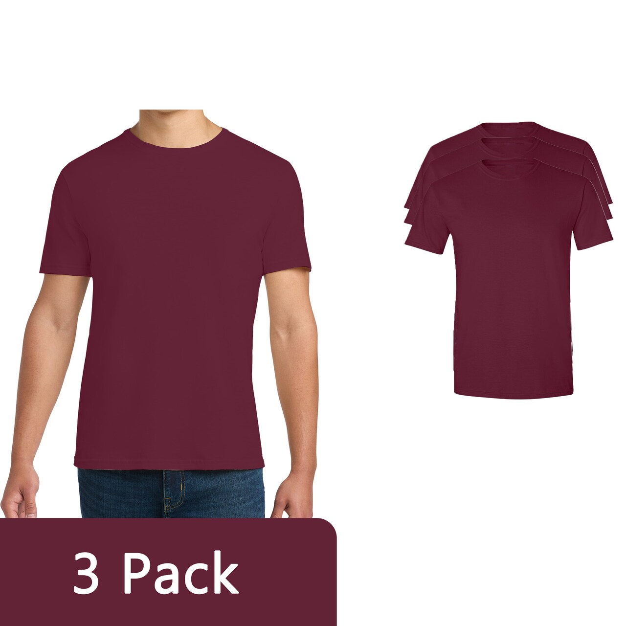 Gildan Men's Softstyle T-Shirt, Short Sleeve Blank Tee for Crafting & DIY Projects, Maroon 3-15 Pack
